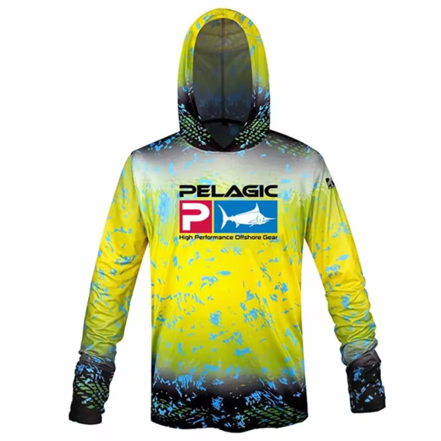Wholesale Men's Sublimation printing Old school Green Camo sun protection UV Duck Camo hunting hoodie Performance Fishing Shirt