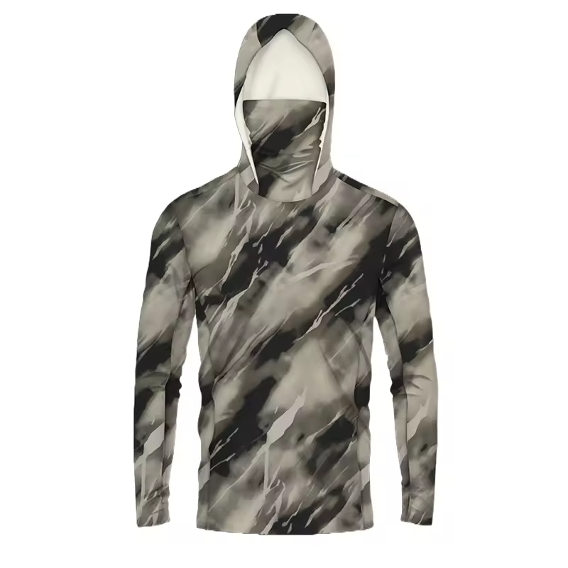 wholesale long sleeve sublimated Marsh fishing shirts Camo fishing shirts with hood wear fishing shirt wear suit for men