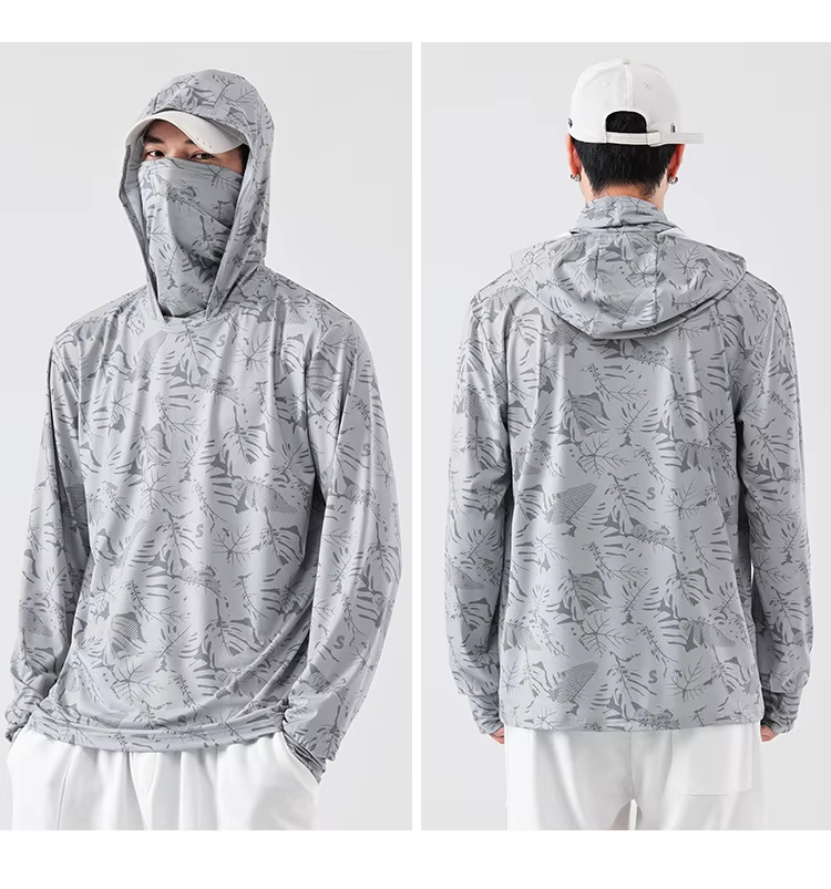 Custom Quick-Drying Polyester Spandex Fishing Wear UPF 50+ Sun Protection Shirts with Mask