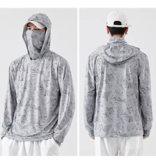Custom Quick-Drying Polyester Spandex Fishing Wear UPF 50+ Sun Protection Shirts with Mask
