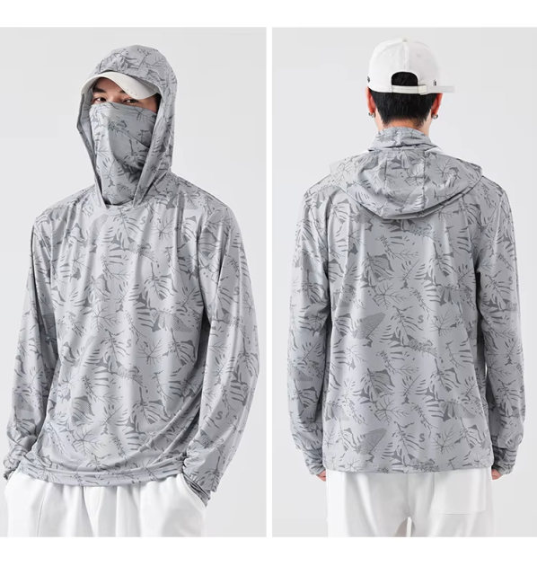 Custom Quick-Drying Polyester Spandex Fishing Wear UPF 50+ Sun Protection Shirts with Mask