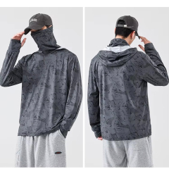 Custom Quick-Drying Polyester Spandex Fishing Wear UPF 50+ Sun Protection Shirts with Mask
