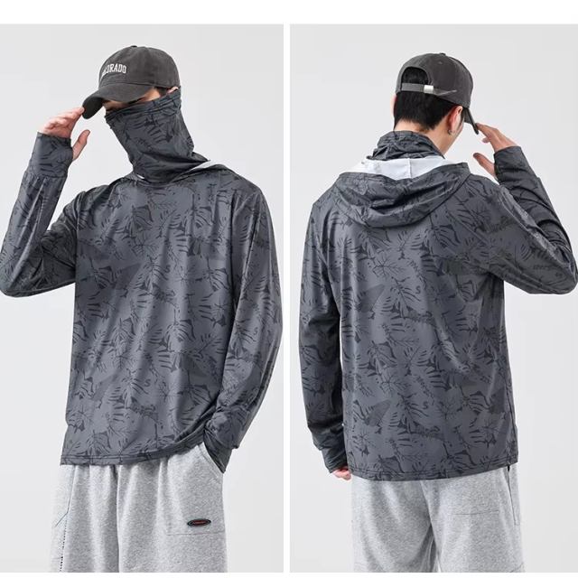 Custom Quick-Drying Polyester Spandex Fishing Wear UPF 50+ Sun Protection Shirts with Mask