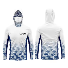 wholesale upf50 mens hooded fishing shirts sublimation polyester quick dry anti-uv performance fishing hoodie long sleeve jersey