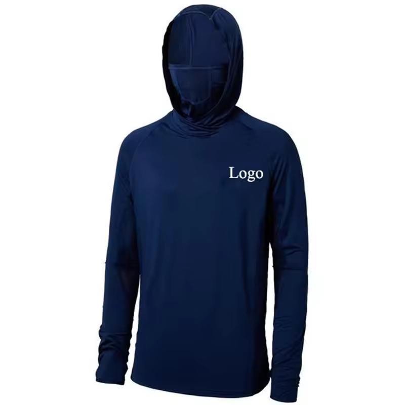 Wholesale Custom Upf 50+ Performance Mens Long Sleeve Upf 50 Hooded Fishing Jersey Fishing Clothing Fishing Hoodie Shirt