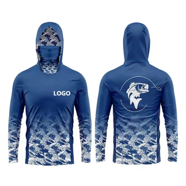 wholesale upf50 mens hooded fishing shirts sublimation polyester quick dry anti-uv performance fishing hoodie long sleeve jersey