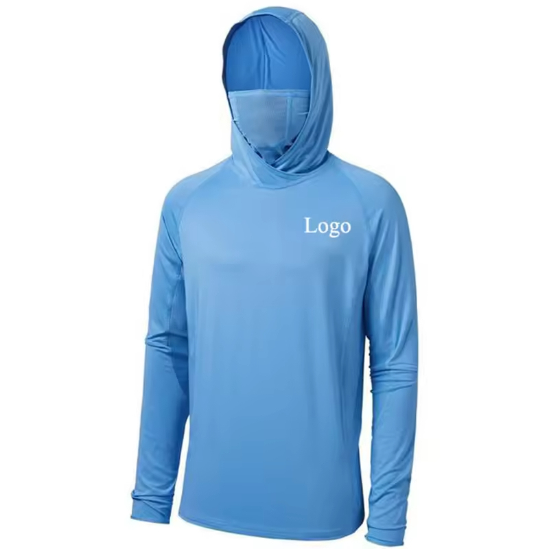 Wholesale Custom Upf 50+ Performance Mens Long Sleeve Upf 50 Hooded Fishing Jersey Fishing Clothing Fishing Hoodie Shirt