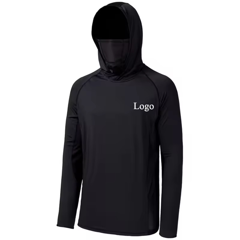 Wholesale Custom Upf 50+ Performance Mens Long Sleeve Upf 50 Hooded Fishing Jersey Fishing Clothing Fishing Hoodie Shirt
