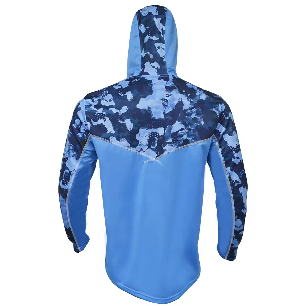 Mesh Side Vents upf 50 Mens Long Sleeve Sublimation Huk Performance Hooded fishing shirts Custom