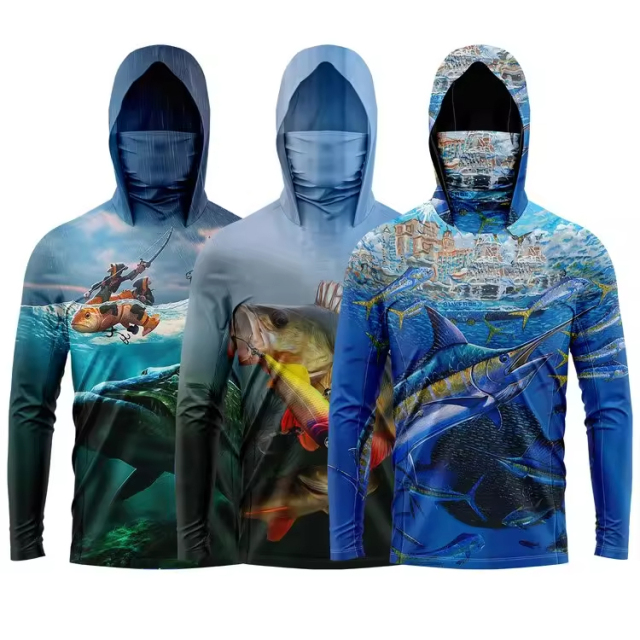 Hot sale custom made fishing jersey high quality custom logo long sleeves fishing jerseys for men comfortable and breathable