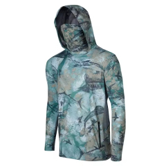 Custom Lightweight Upf 50+ Quick Dry Breathable Uv Protection Tactical Shirt Mens Fishing Shirt Fish Wear Camo Fishing Hoodie