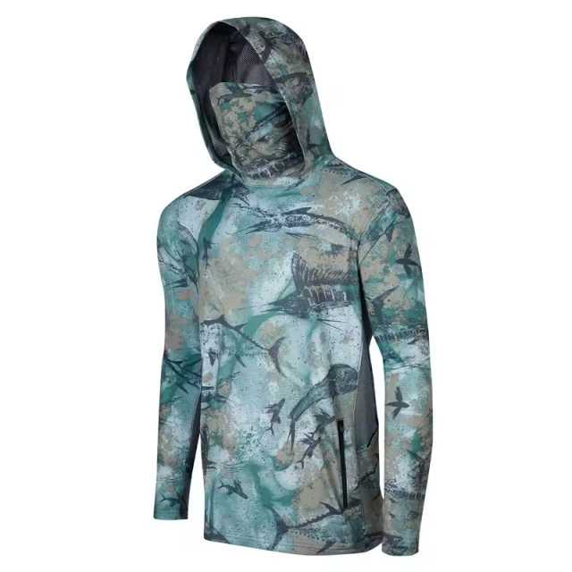 Custom Lightweight Upf 50+ Quick Dry Breathable Uv Protection Tactical Shirt Mens Fishing Shirt Fish Wear Camo Fishing Hoodie