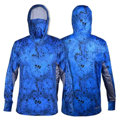 UPF 50 Custom Performance Fishing Wear Jersey Men's Fish Clothing Apparel Hoodie UV Long Sleeve Fishing Shirt With neck gaiter
