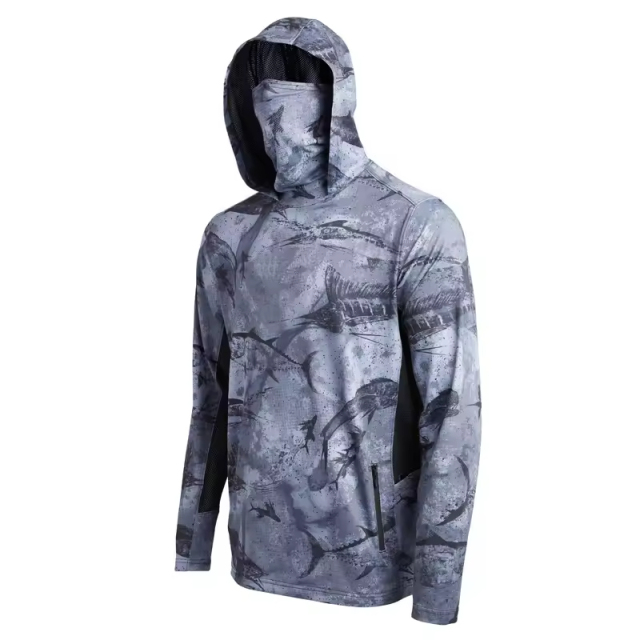 Custom Lightweight Upf 50+ Quick Dry Breathable Uv Protection Tactical Shirt Mens Fishing Shirt Fish Wear Camo Fishing Hoodie