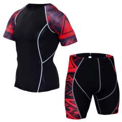 Gym and Boxing MMA Training Compression T Shirts Shorts