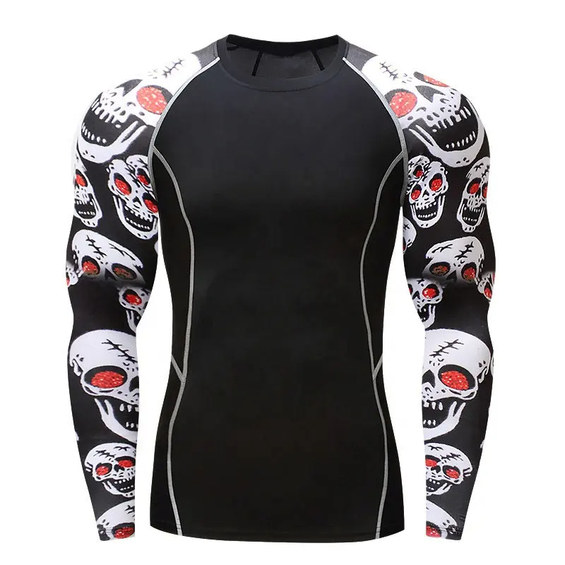 Custom Made Digital Printed Tops Fitness Running Round-Neck Rash Guard For Men 2025 Best Quality MMA Rash Guard