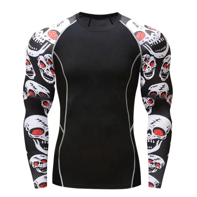 Custom Made Digital Printed Tops Fitness Running Round-Neck Rash Guard For Men 2025 Best Quality MMA Rash Guard