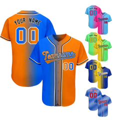 Custom Fashion Baseball Jersey Sublimation Full Button Contrast Style Baseball Shirt