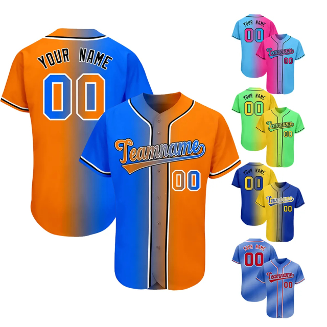 Custom Fashion Baseball Jersey Sublimation Full Button Contrast Style Baseball Shirt