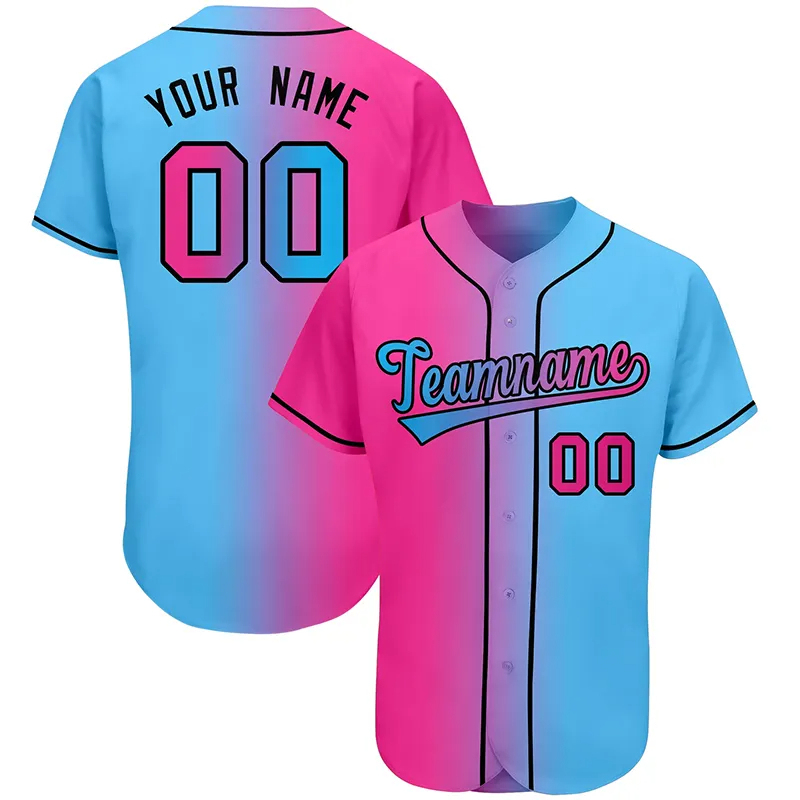 Custom Fashion Baseball Jersey Sublimation Full Button Contrast Style Baseball Shirt