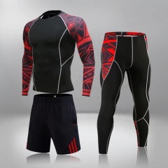 Multi Color Designs for MMA Combat Compress T-shirts Rashguards and Spats Set
