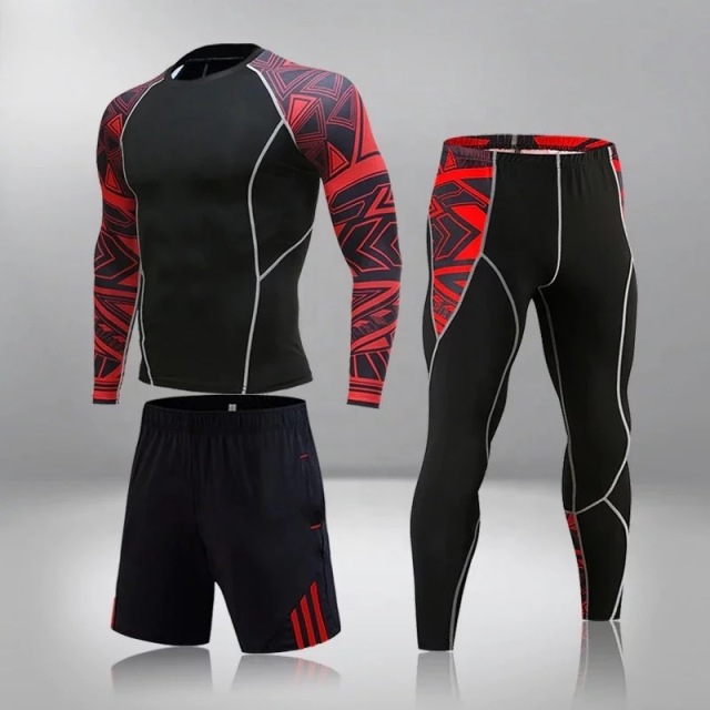 Multi Color Designs for MMA Combat Compress T-shirts Rashguards and Spats Set