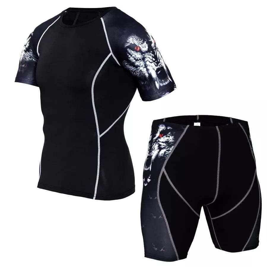 Gym and Boxing MMA Training Compression T Shirts Shorts