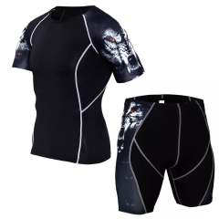 Gym and Boxing MMA Training Compression T Shirts Shorts
