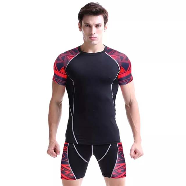 Gym and Boxing MMA Training Compression T Shirts Shorts