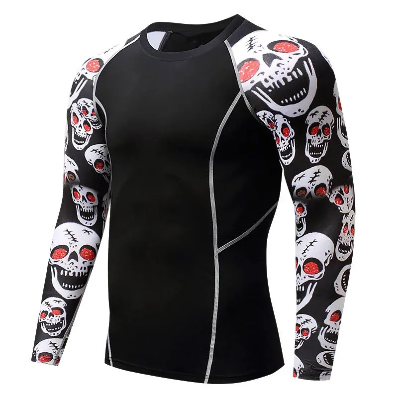 Custom Made Digital Printed Tops Fitness Running Round-Neck Rash Guard For Men 2025 Best Quality MMA Rash Guard