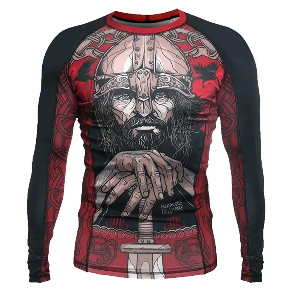 Custom Logo Sublimation Printed Wholesale Plain Jiu Jitsu Fitness Swim Shirts Printed Long Sleeve MMA For Men Bjj Rashguard