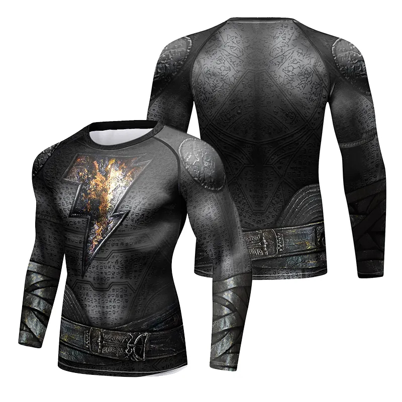 Wholesale Custom Logo Sublimation Printed Long Sleeve MMA Men's BJJ Rashguard Fitness Swim Shirts