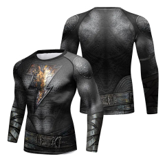 Wholesale Custom Logo Sublimation Printed Long Sleeve MMA Men's BJJ Rashguard Fitness Swim Shirts