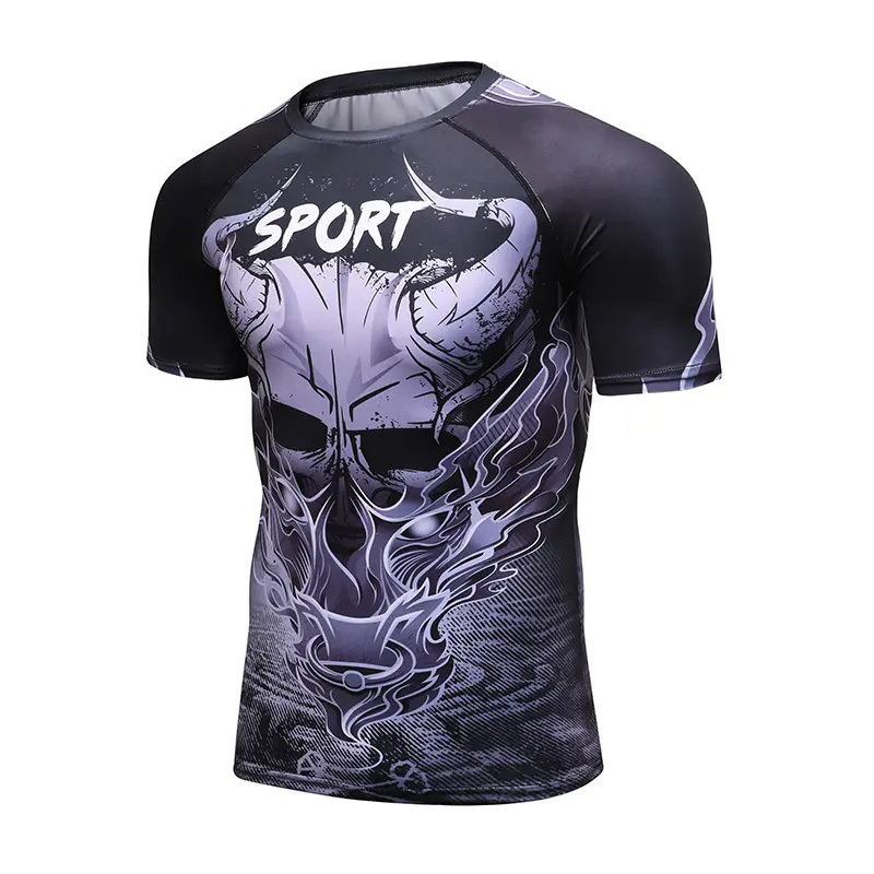 Custom Design Short Sleeve Compression Training Rash Guard for MMA BJJ Wrestling