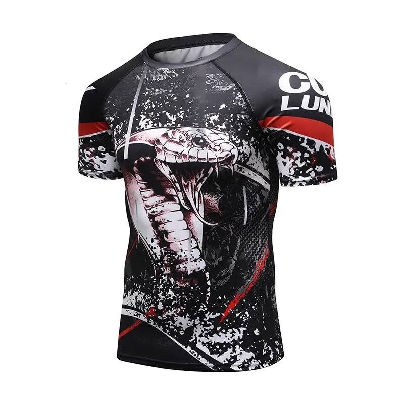 Custom Design Short Sleeve Compression Training Rash Guard for MMA BJJ Wrestling