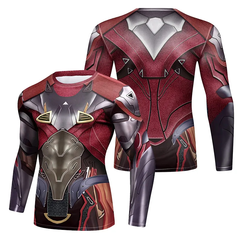 Wholesale Custom Logo Sublimation Printed Long Sleeve MMA Men's BJJ Rashguard Fitness Swim Shirts