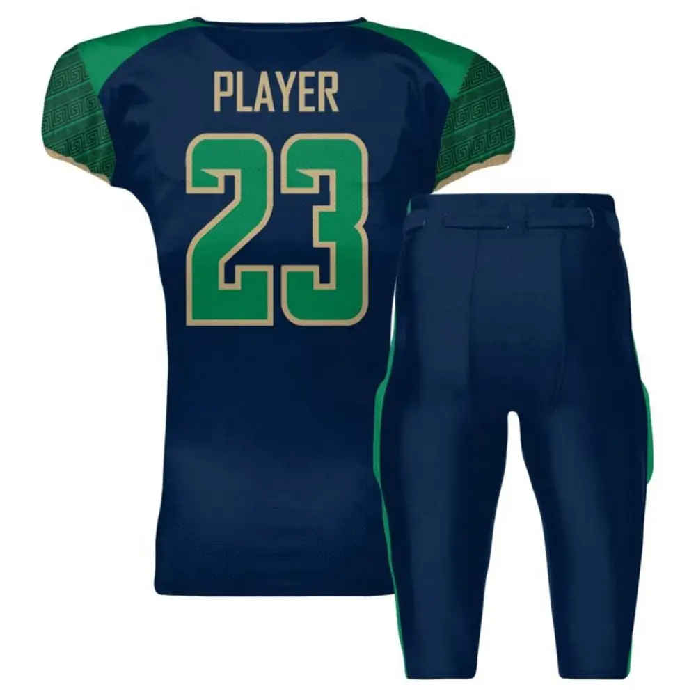 Exceptional Custom Sublimation American Football Uniform Set Polyester American Football Jerseys and Shorts Sets