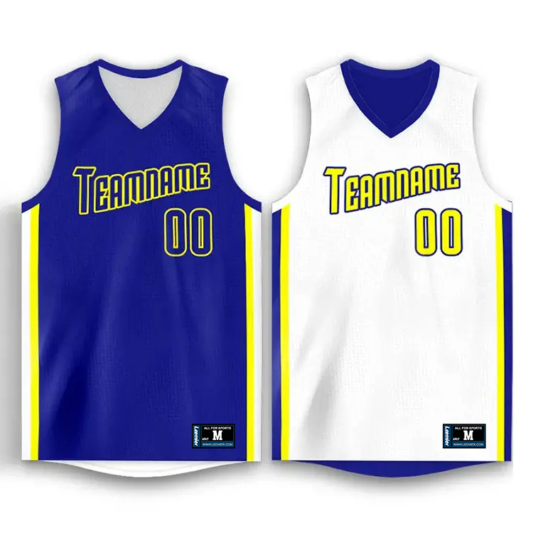 Unisex Custom Reversible Basketball Jersey Anti - Odor Breathable Spandex Blend Mesh Printed Sportswear Adults Uniform Sublimation
