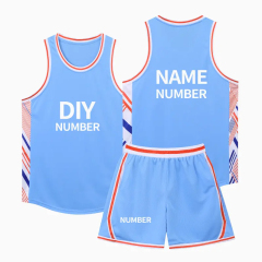 Custom Basketball Sports Jersey Wave Element Design High - Quality Spandex Basketball Uniform Set