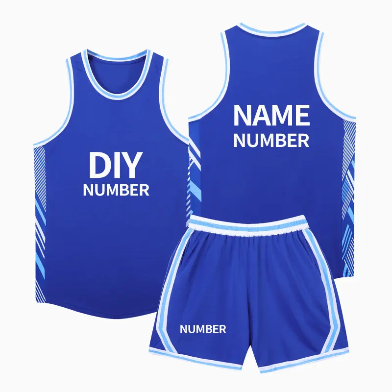 Custom Basketball Sports Jersey Wave Element Design High - Quality Spandex Basketball Uniform Set