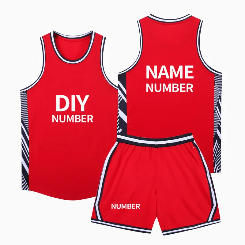 Custom Basketball Sports Jersey Wave Element Design High - Quality Spandex Basketball Uniform Set