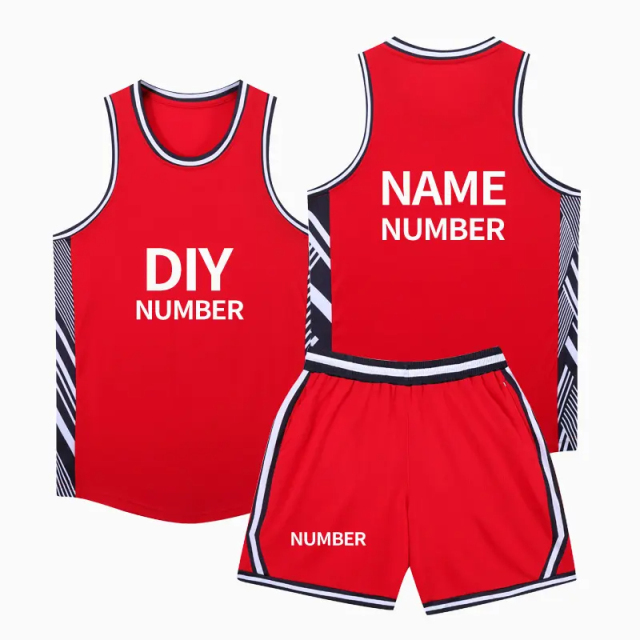 Custom Basketball Sports Jersey Wave Element Design High - Quality Spandex Basketball Uniform Set