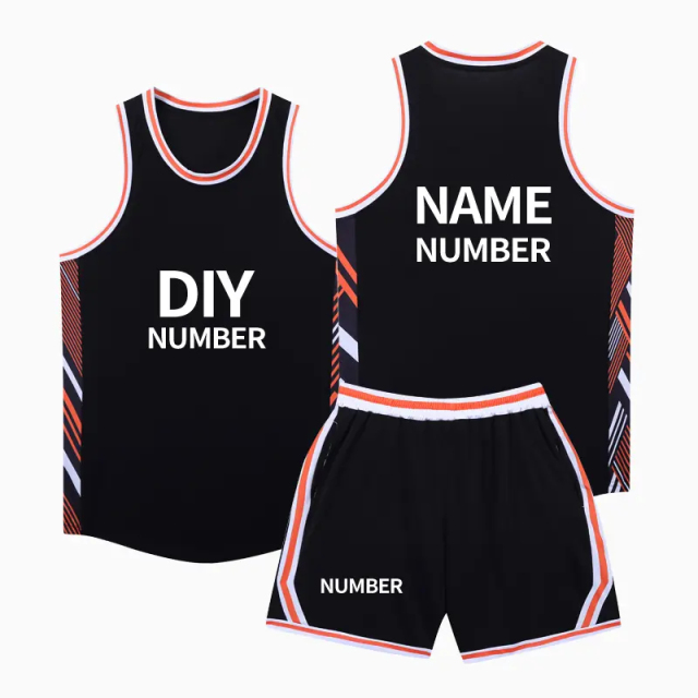 Custom Basketball Sports Jersey Wave Element Design High - Quality Spandex Basketball Uniform Set