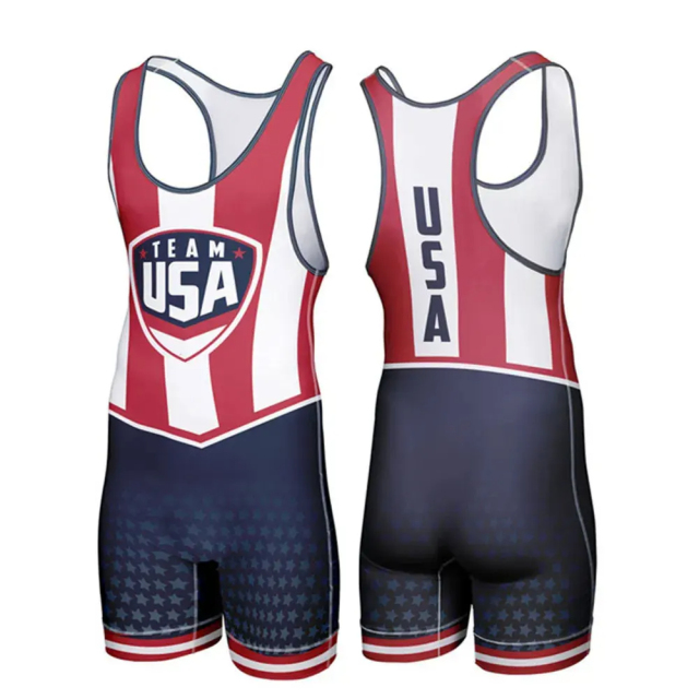 Wholesale USA Sublimation Professional Wrestling Uniform Singlets Pro Tights Clothes Singlet Wrestling