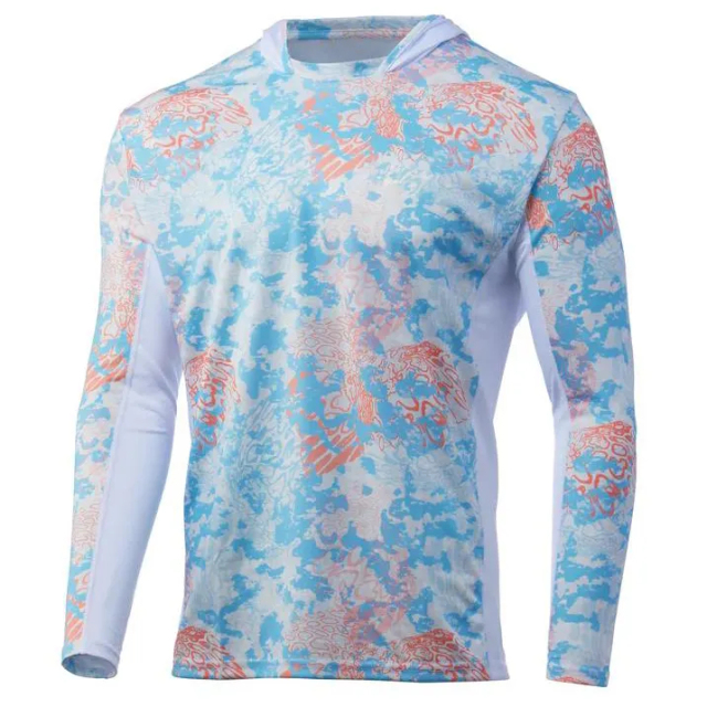 Custom Sublimated UPF 50+ Long-Sleeve Fishing Hoodie with Quick-Dry, Breathable, Lightweight, and Eco-Friendly Features