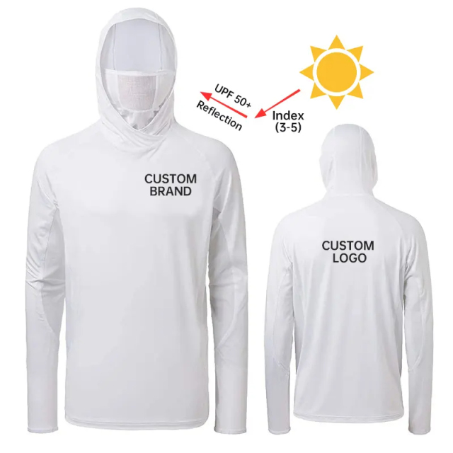 Men's UPF 50+ Sun Protection Hoodie Long Sleeve Polyester Fishing Shirt, Perfect for Hunting and Fishing