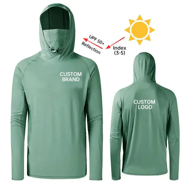 Men's UPF 50+ Sun Protection Hoodie Long Sleeve Polyester Fishing Shirt, Perfect for Hunting and Fishing