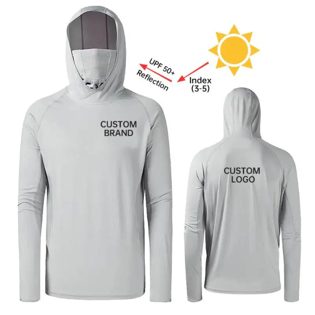 Men's UPF 50+ Sun Protection Hoodie Long Sleeve Polyester Fishing Shirt, Perfect for Hunting and Fishing