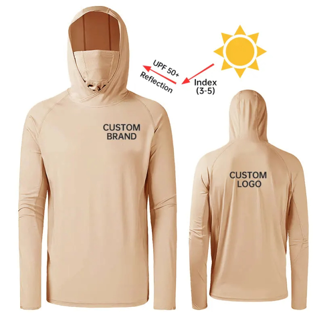 Men's UPF 50+ Sun Protection Hoodie Long Sleeve Polyester Fishing Shirt, Perfect for Hunting and Fishing