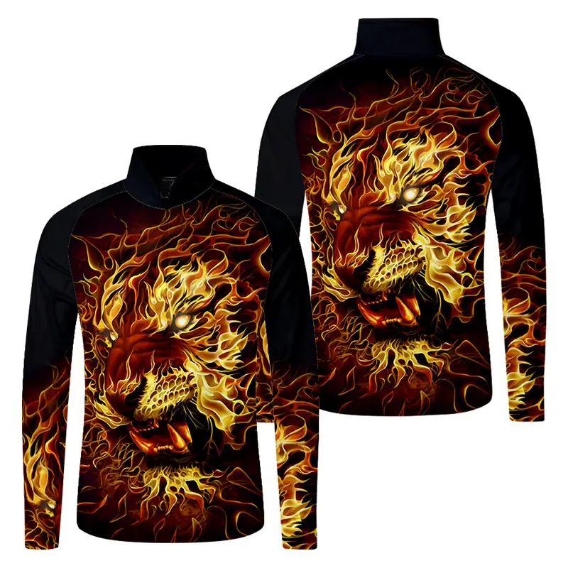 Wholesale Custom High-Quality 100% Polyester Quick-Dry Sublimation Long-Sleeve Fishing Shirt for Men